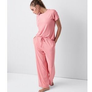 State of Day Intimates 2 Pc Pajama Set Sea Coral Large Wide Leg Lounge PJs NWT